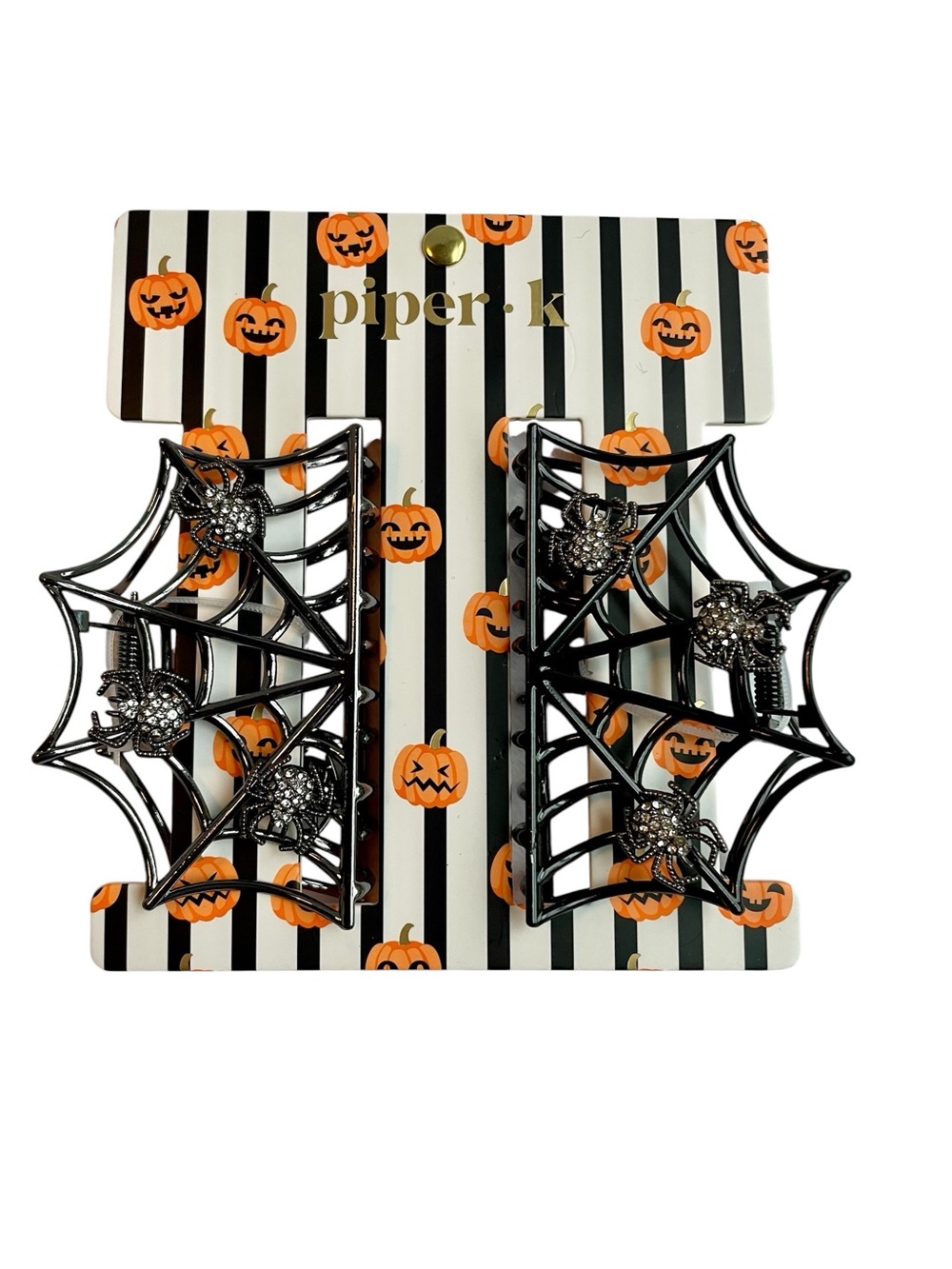 Piper K Black Spiderweb Spider Hair Clips Set of 2